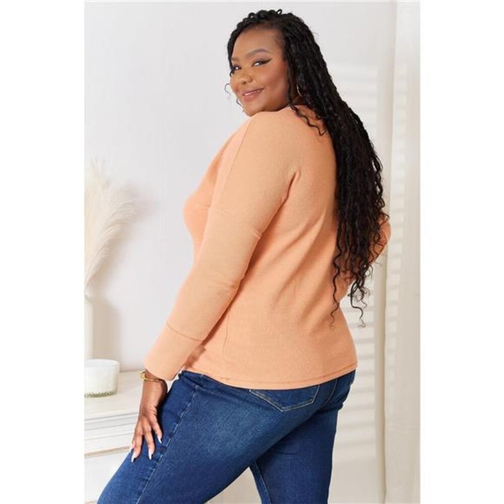 Basic Bae Half Button Long Sleeve Top - Picture 6 of 9